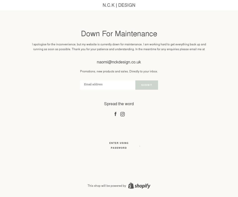 nckdesign.co.uk shopify website screenshot