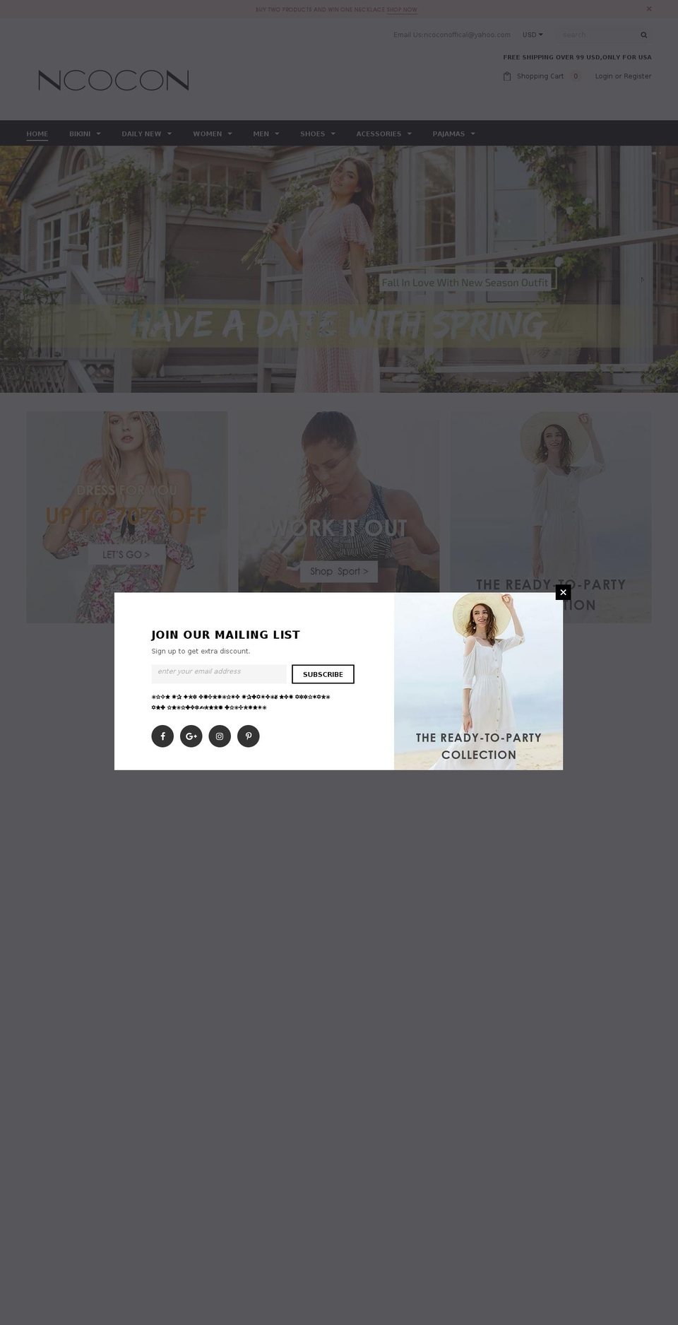 ncocon.com shopify website screenshot