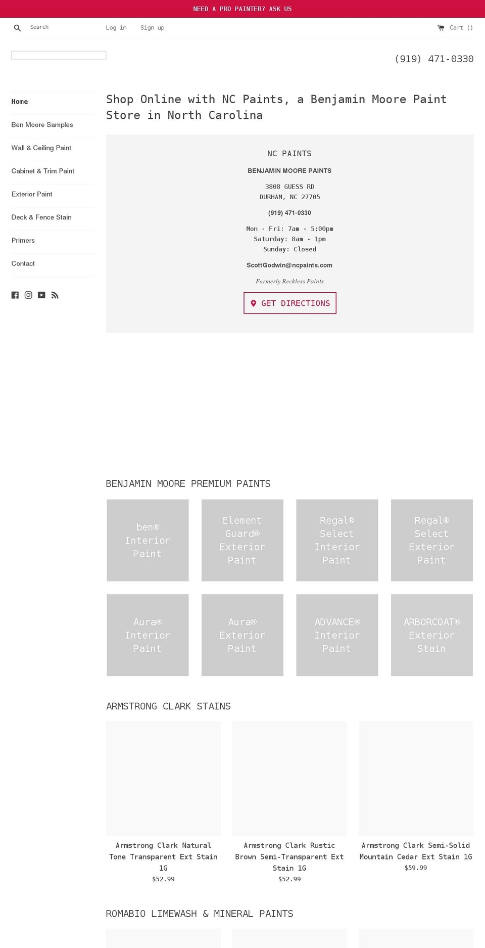Benjamin moore Shopify theme site example ncpaints.com