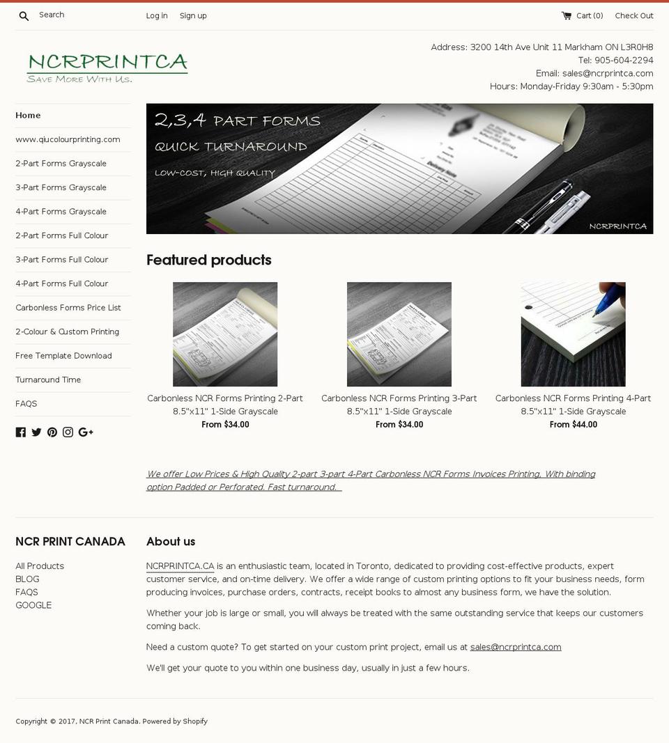 ncrprintca.ca shopify website screenshot