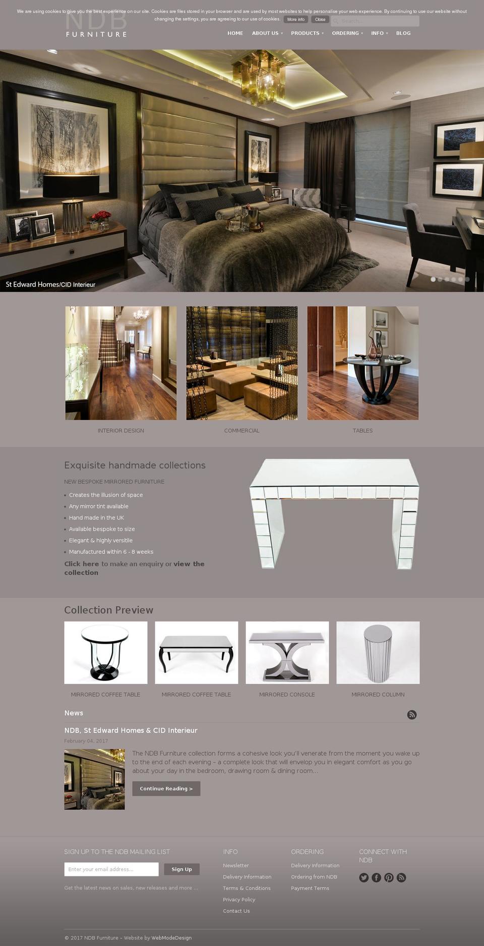 ndbfurniture.com shopify website screenshot