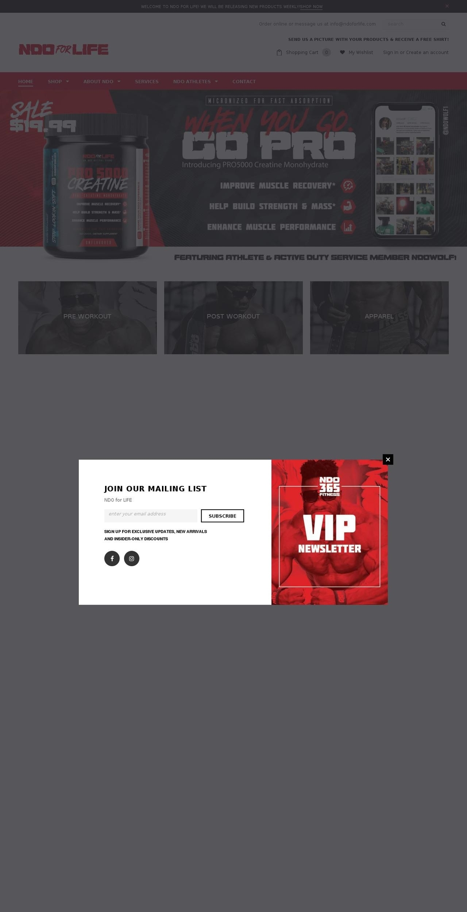 ndofitness.com — Shopify storefront screenshot