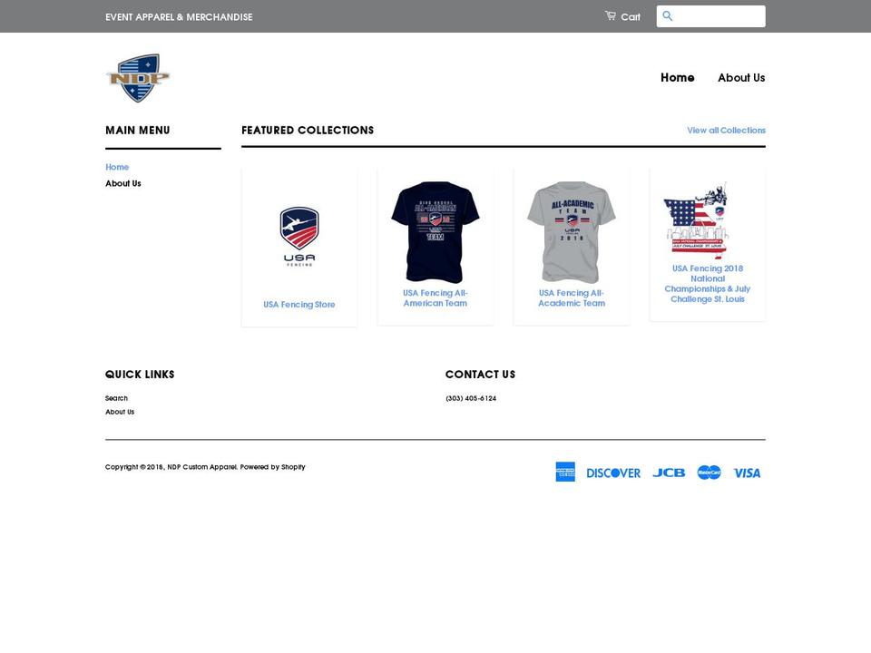 ndpapparel.com — Shopify storefront screenshot