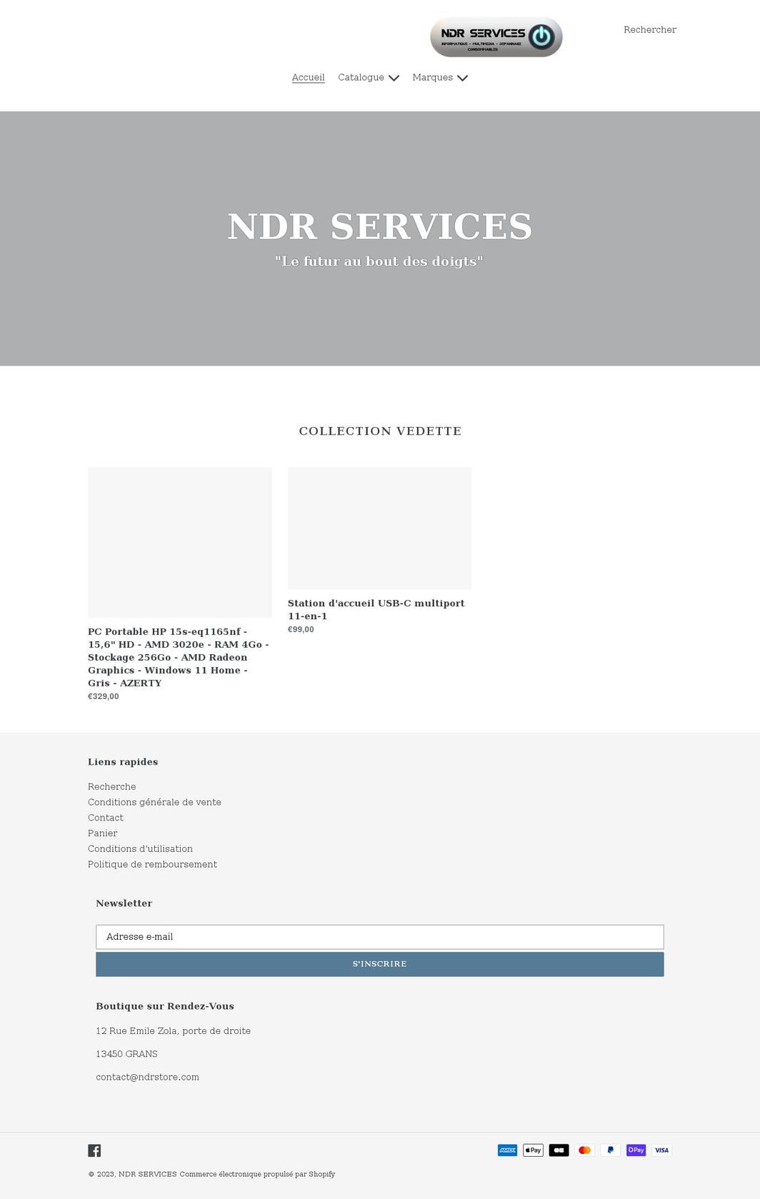 ndrservices.fr shopify website screenshot