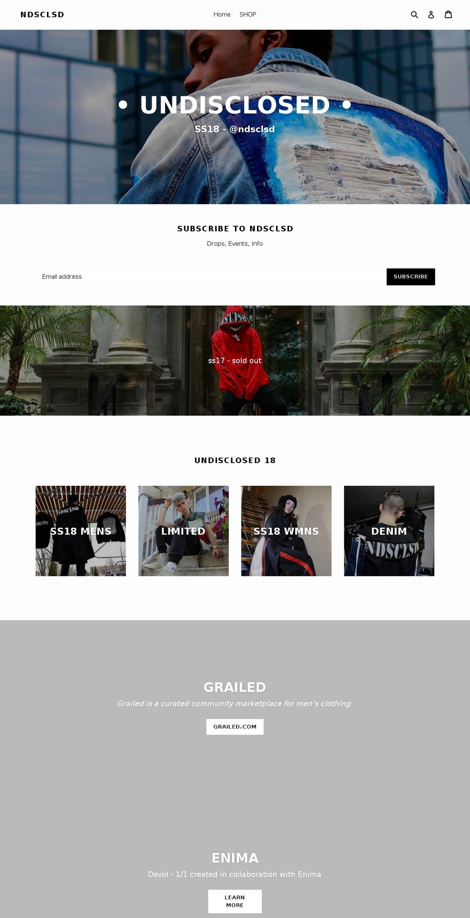 ndsclsd.com — Shopify storefront screenshot