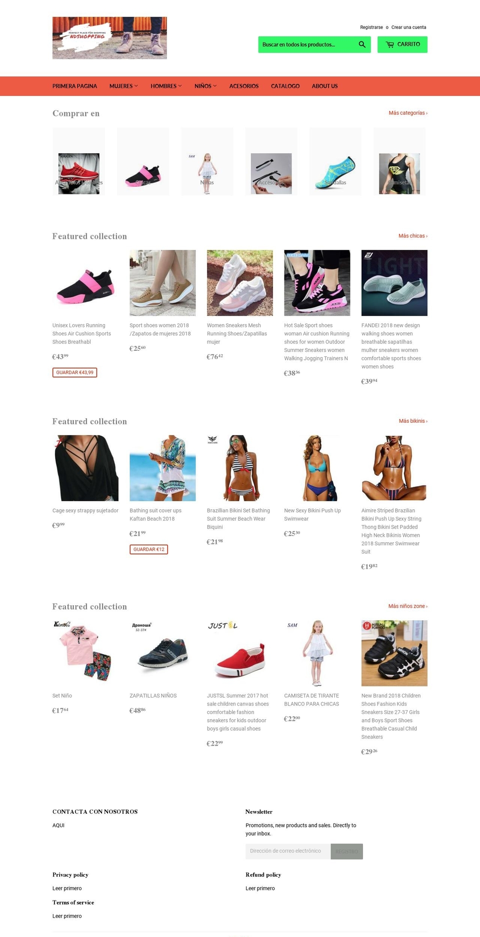 ndshopping.net shopify website screenshot