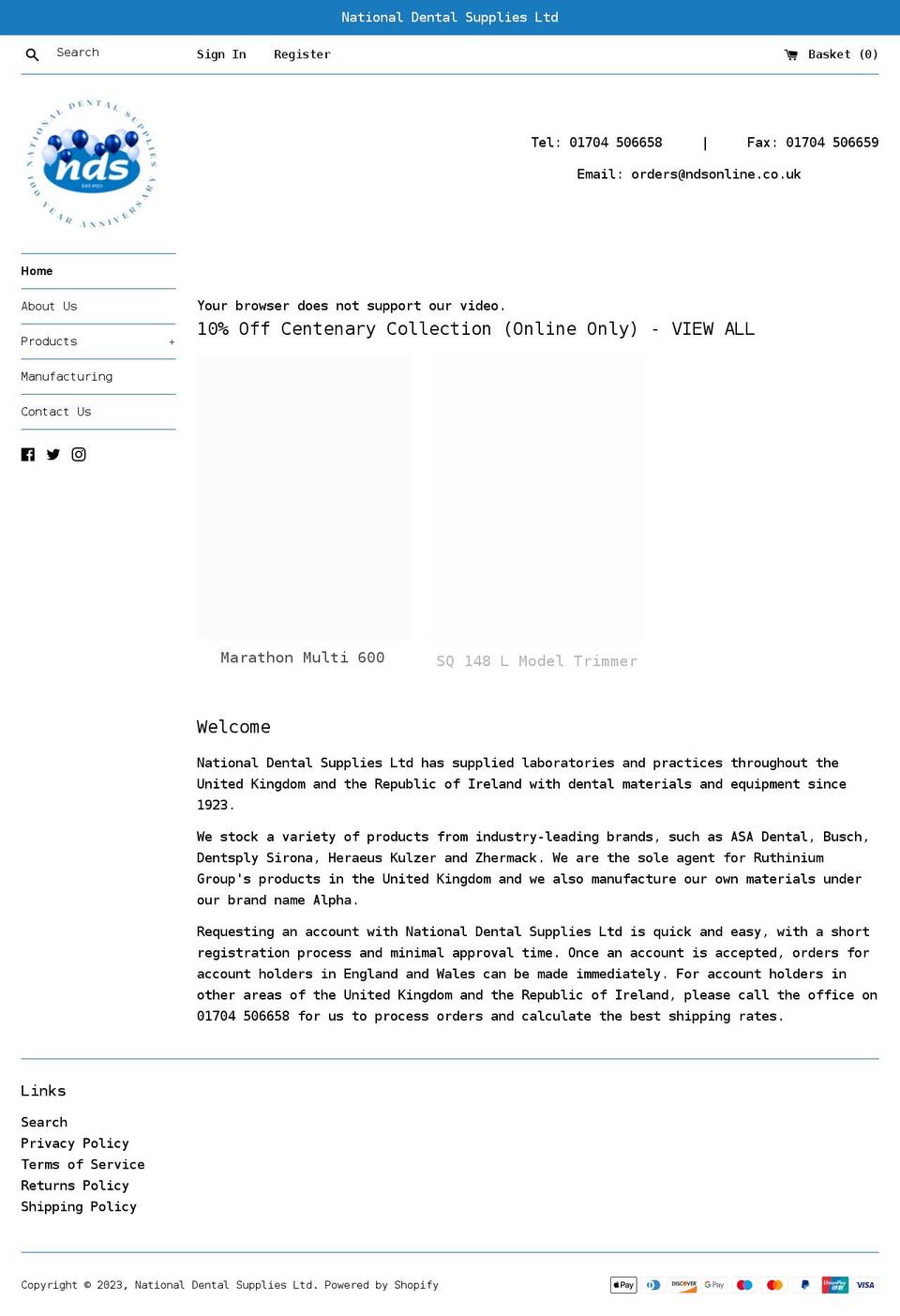 ndsonline.co.uk shopify website screenshot