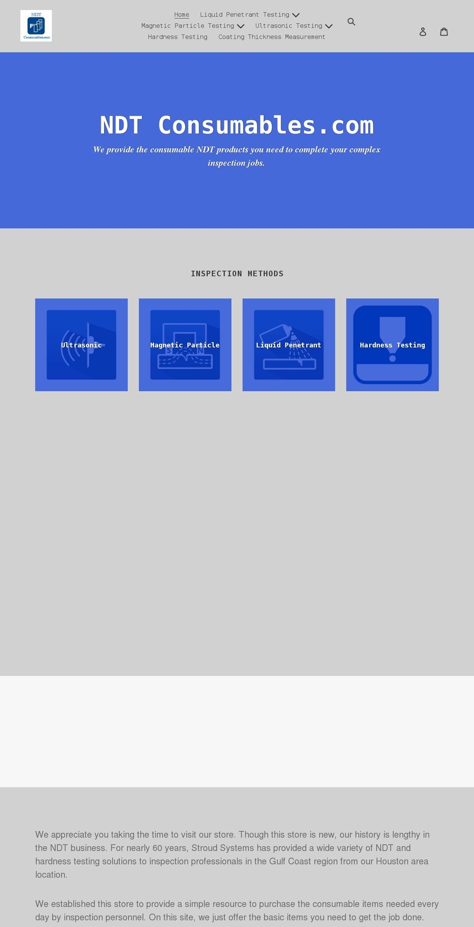 ndtconsumables.com shopify website screenshot