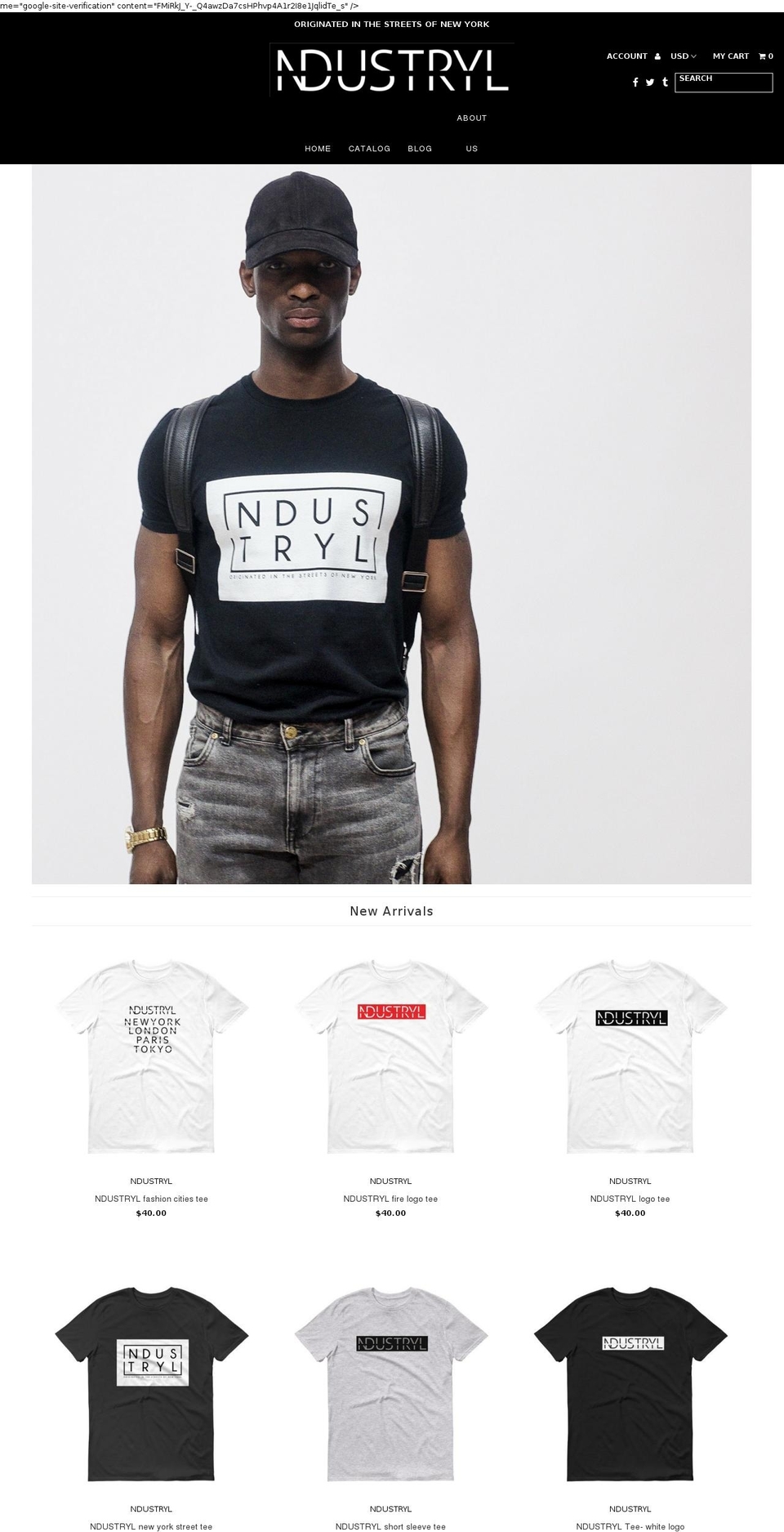 ndustrylnewyork.com — Shopify storefront screenshot