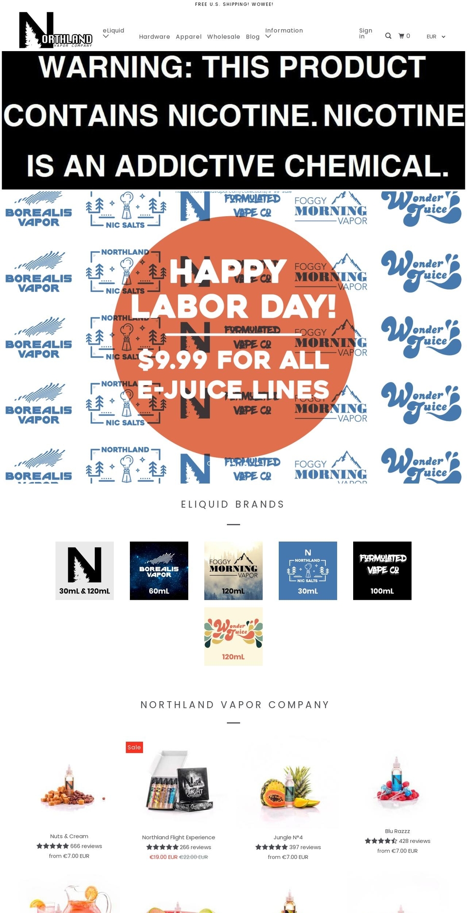 ndvapor.com — Shopify storefront screenshot