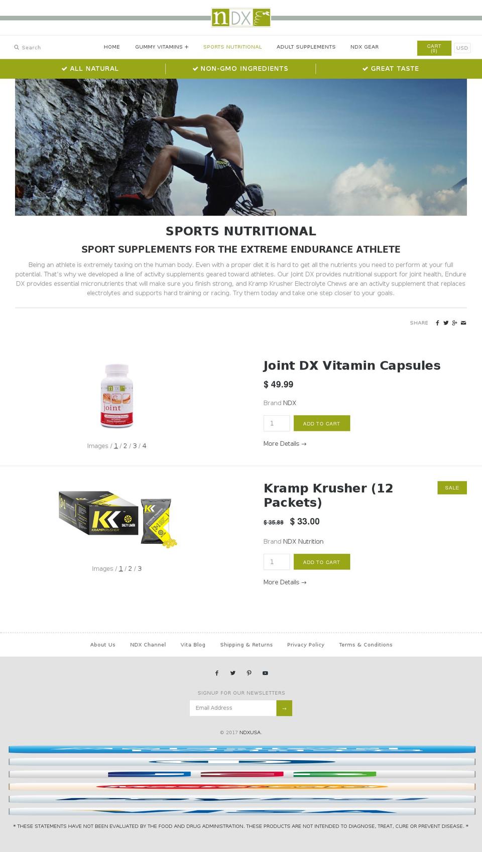 ndxsports.com shopify website screenshot