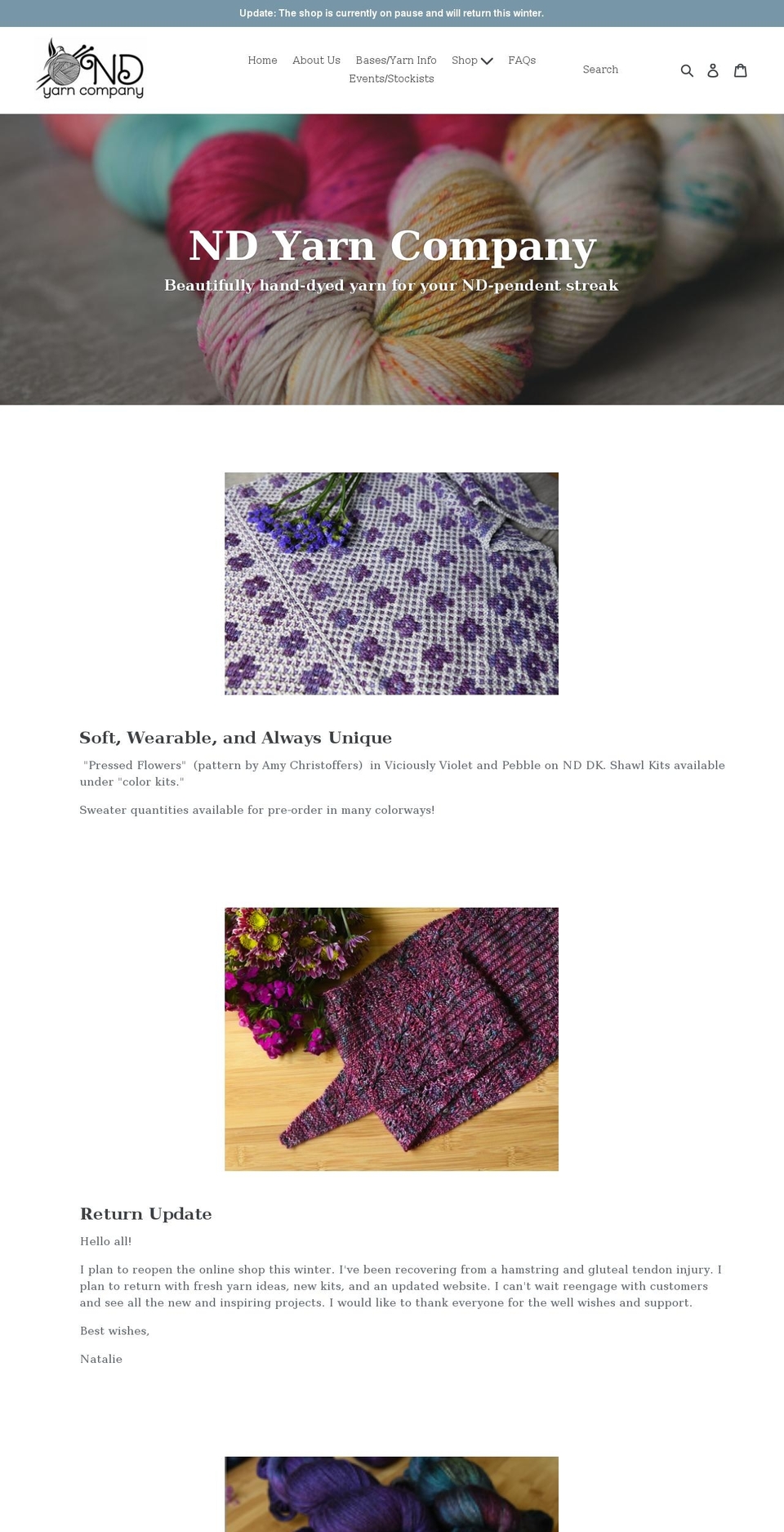 ndyarncompany.com — Shopify storefront screenshot