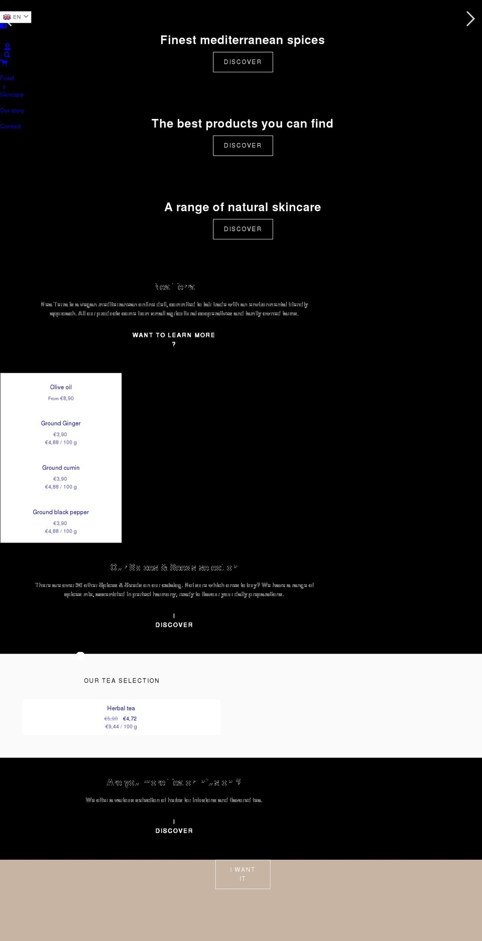 nea-terra.com shopify website screenshot