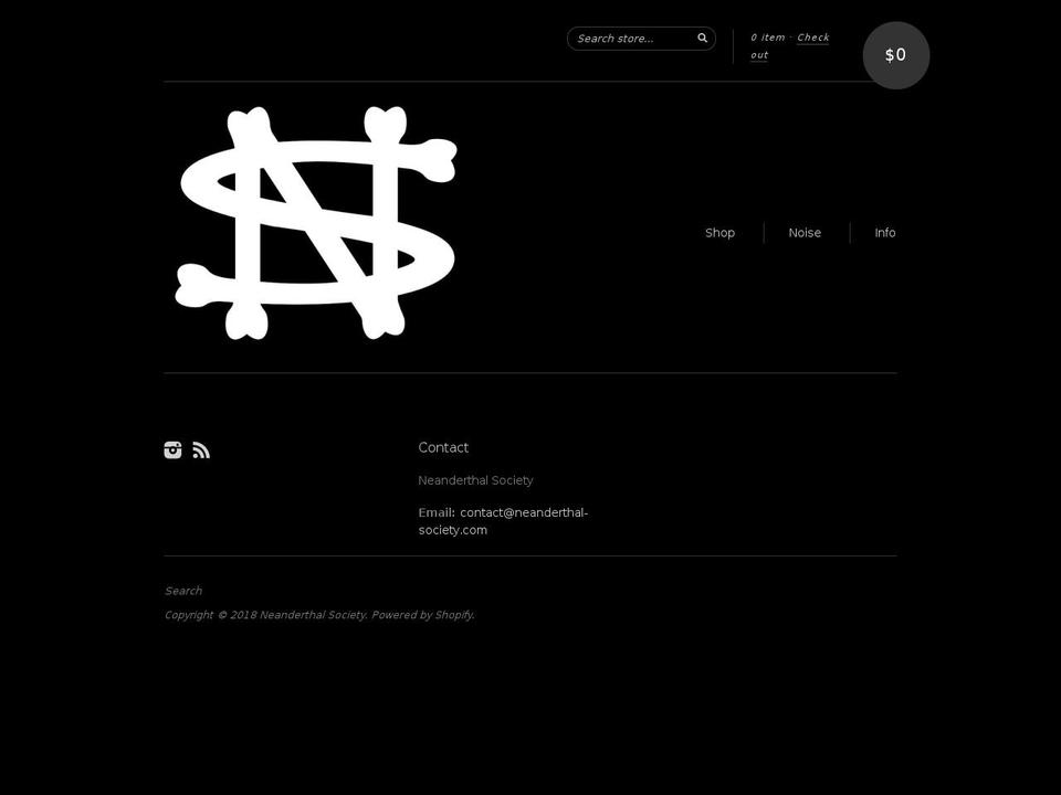 neanderthal-society.com — Shopify storefront screenshot