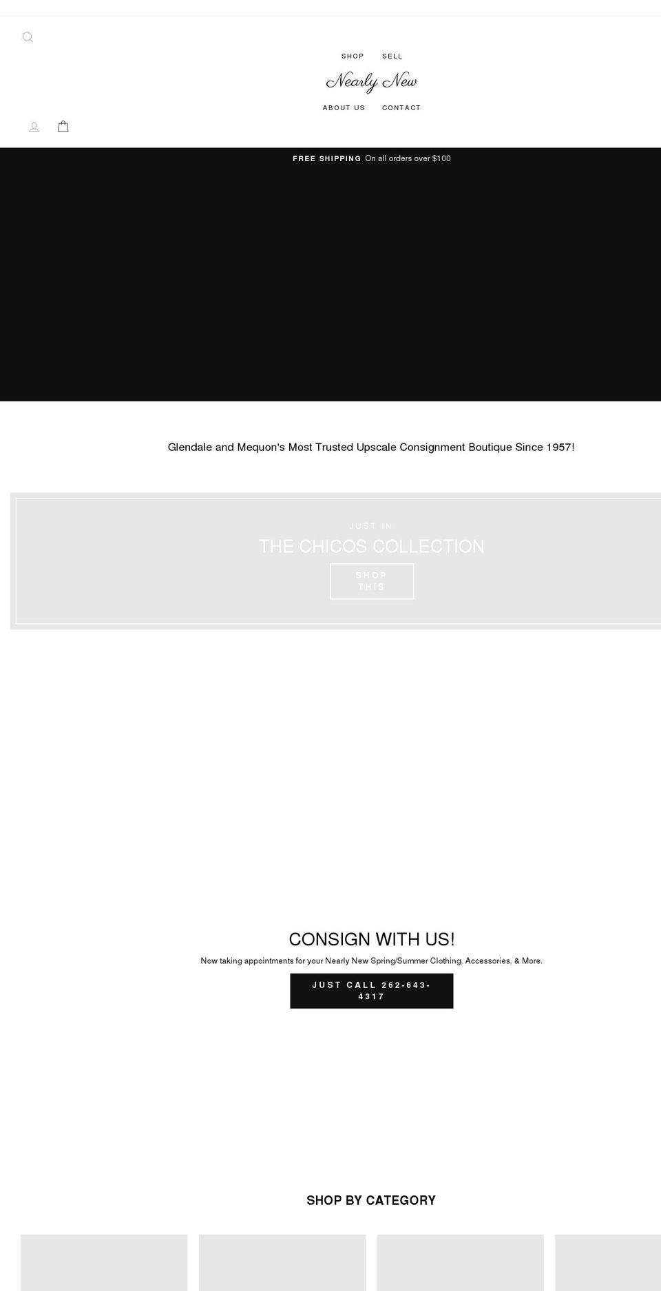 nearlynewconsignmentshop.com shopify website screenshot
