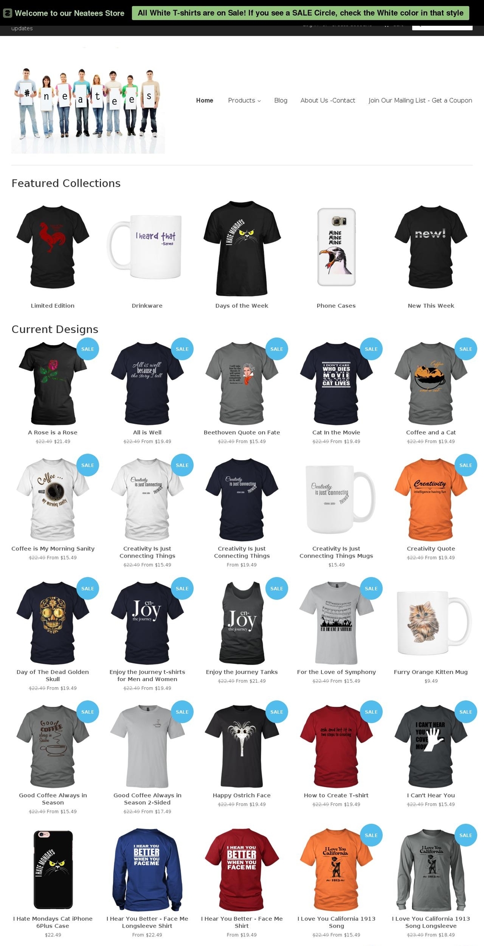 neateeshirts.com shopify website screenshot