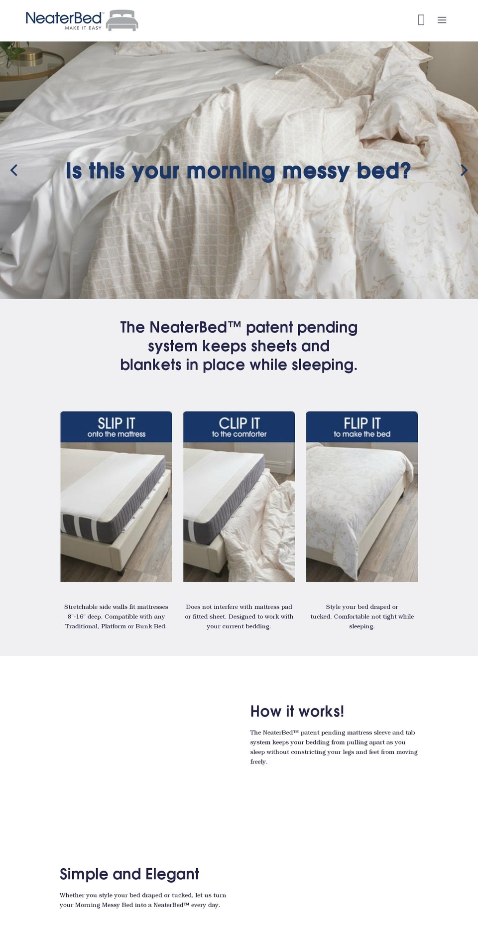 neaterbed.com shopify website screenshot
