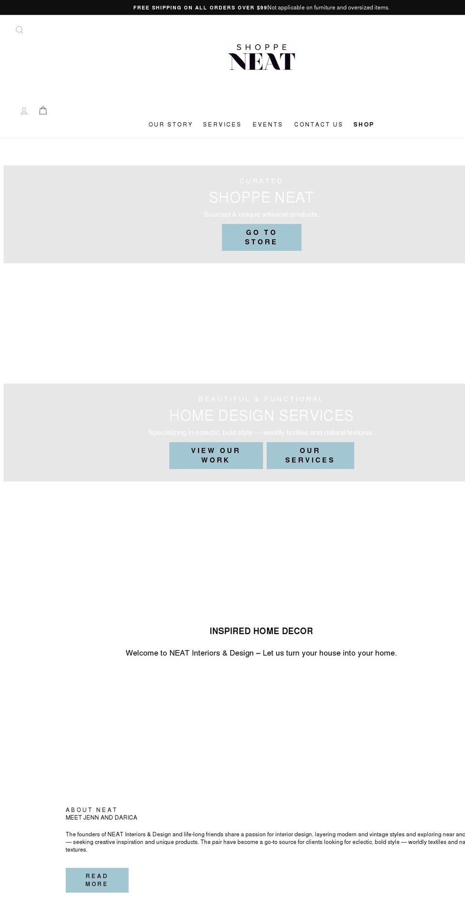 neatinteriorsanddesign.com shopify website screenshot