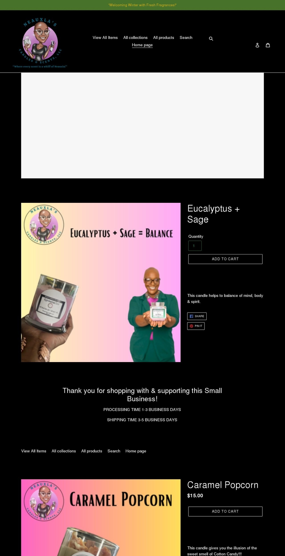 neauxlascents.com shopify website screenshot
