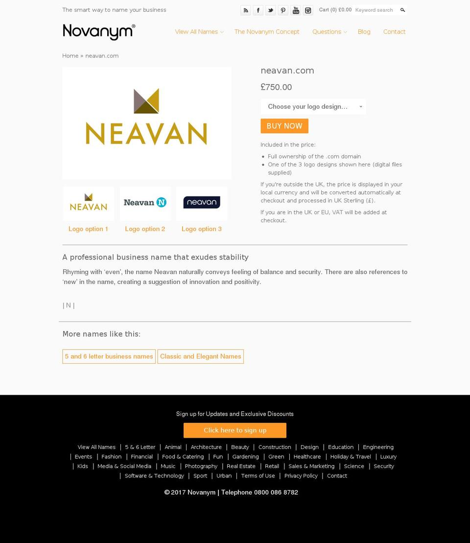neavan.com shopify website screenshot