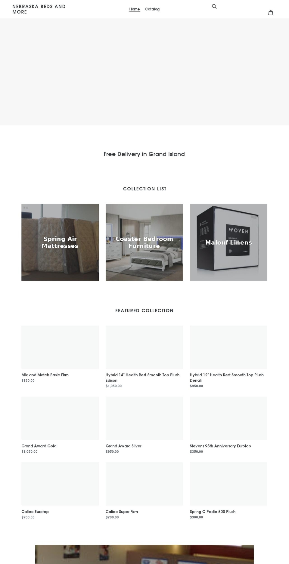 nebraskabedsandmore.com shopify website screenshot