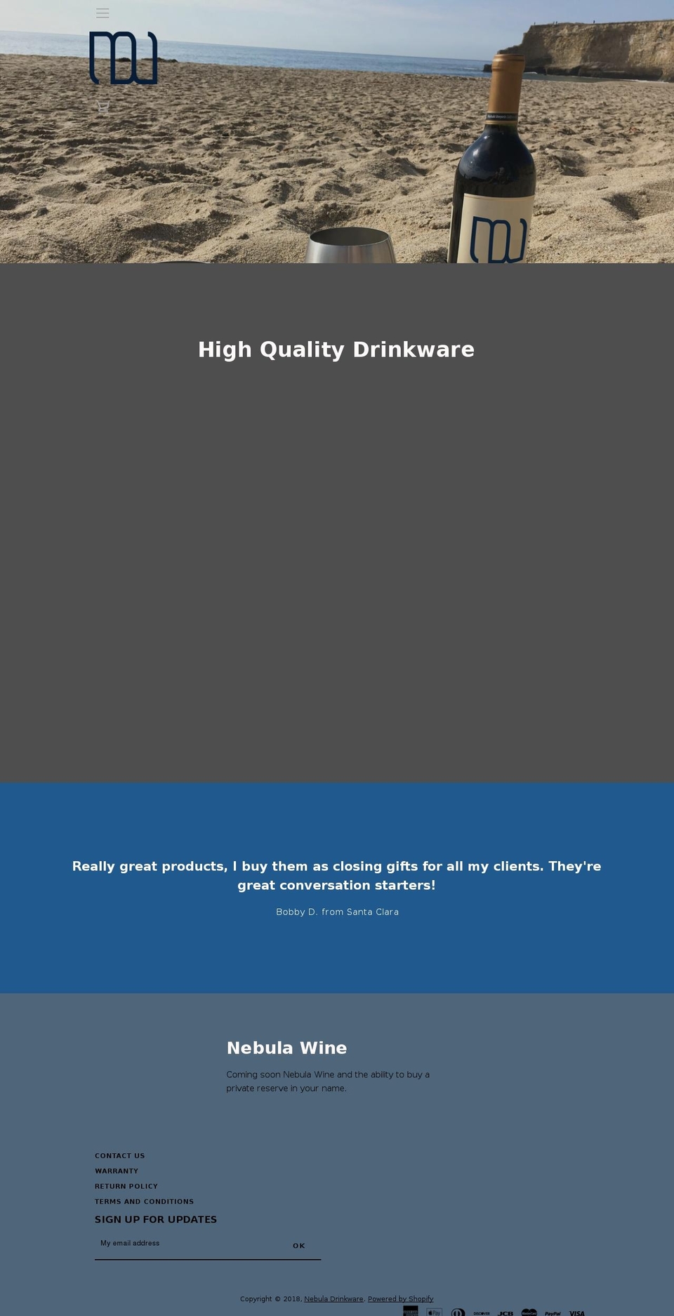 nebuladrinkware.com — Shopify storefront screenshot
