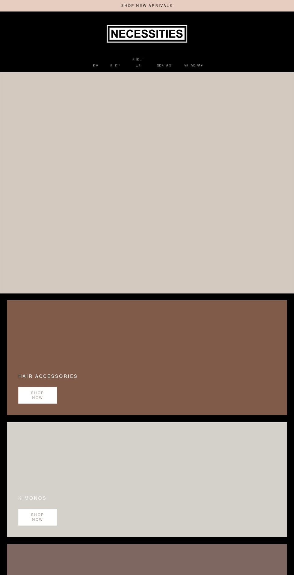 necessitiesfashion.com shopify website screenshot