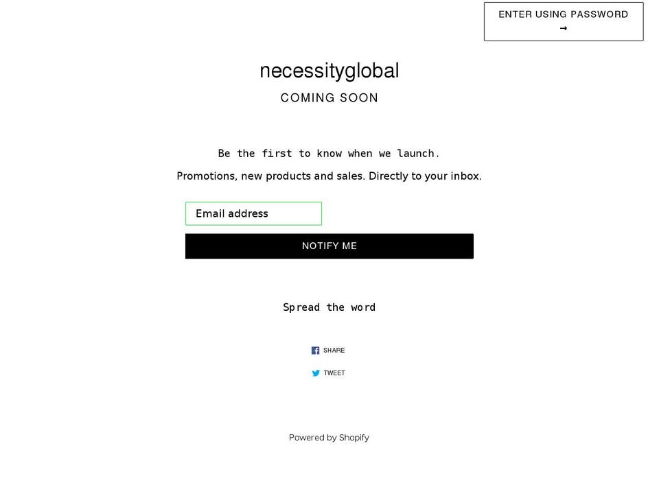 necessityglobal.com shopify website screenshot