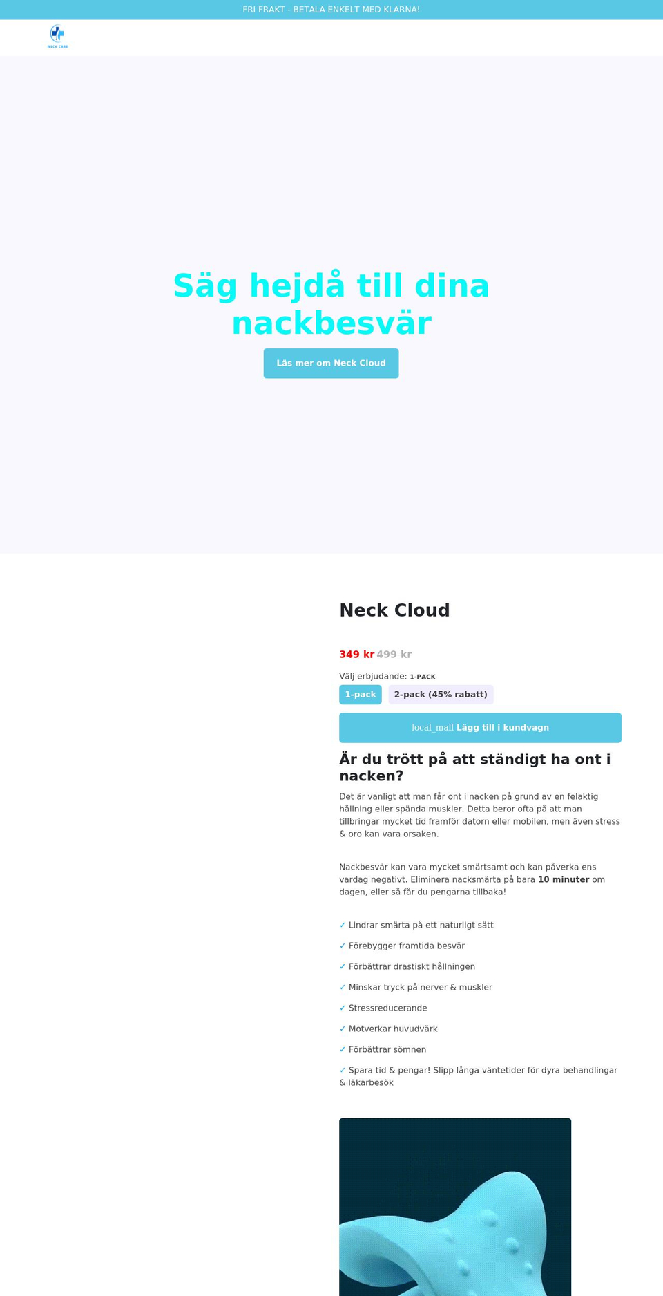 neckcare.se shopify website screenshot