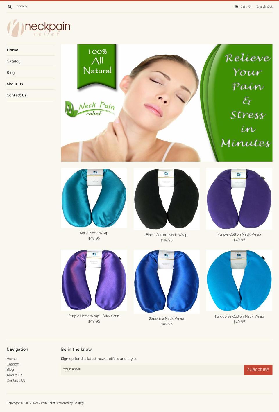 neckpainreliefpillow.com shopify website screenshot