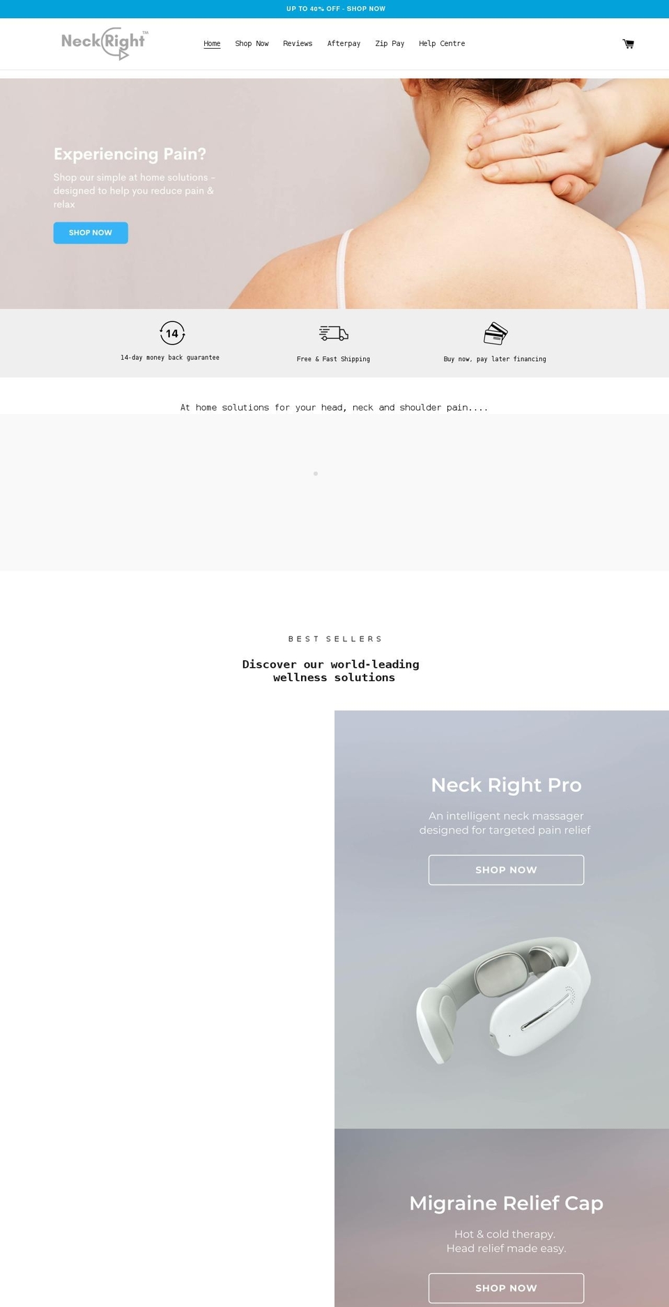 neckright.com.au shopify website screenshot