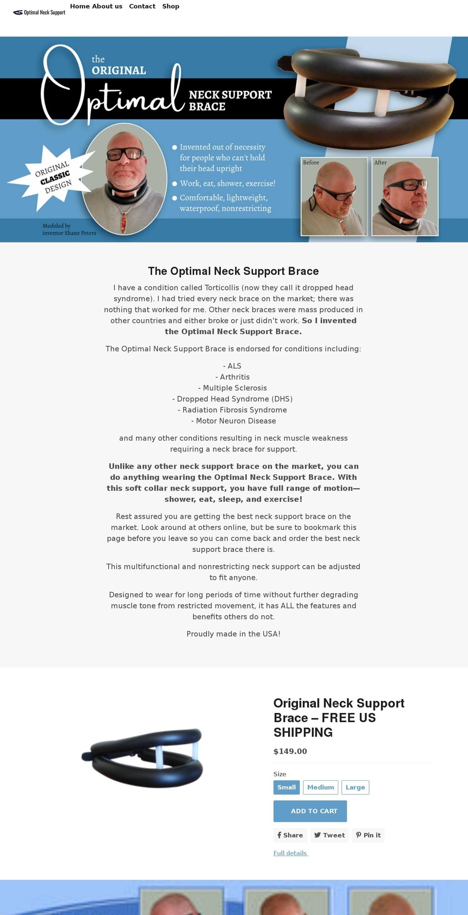 necksupportbrace.com shopify website screenshot