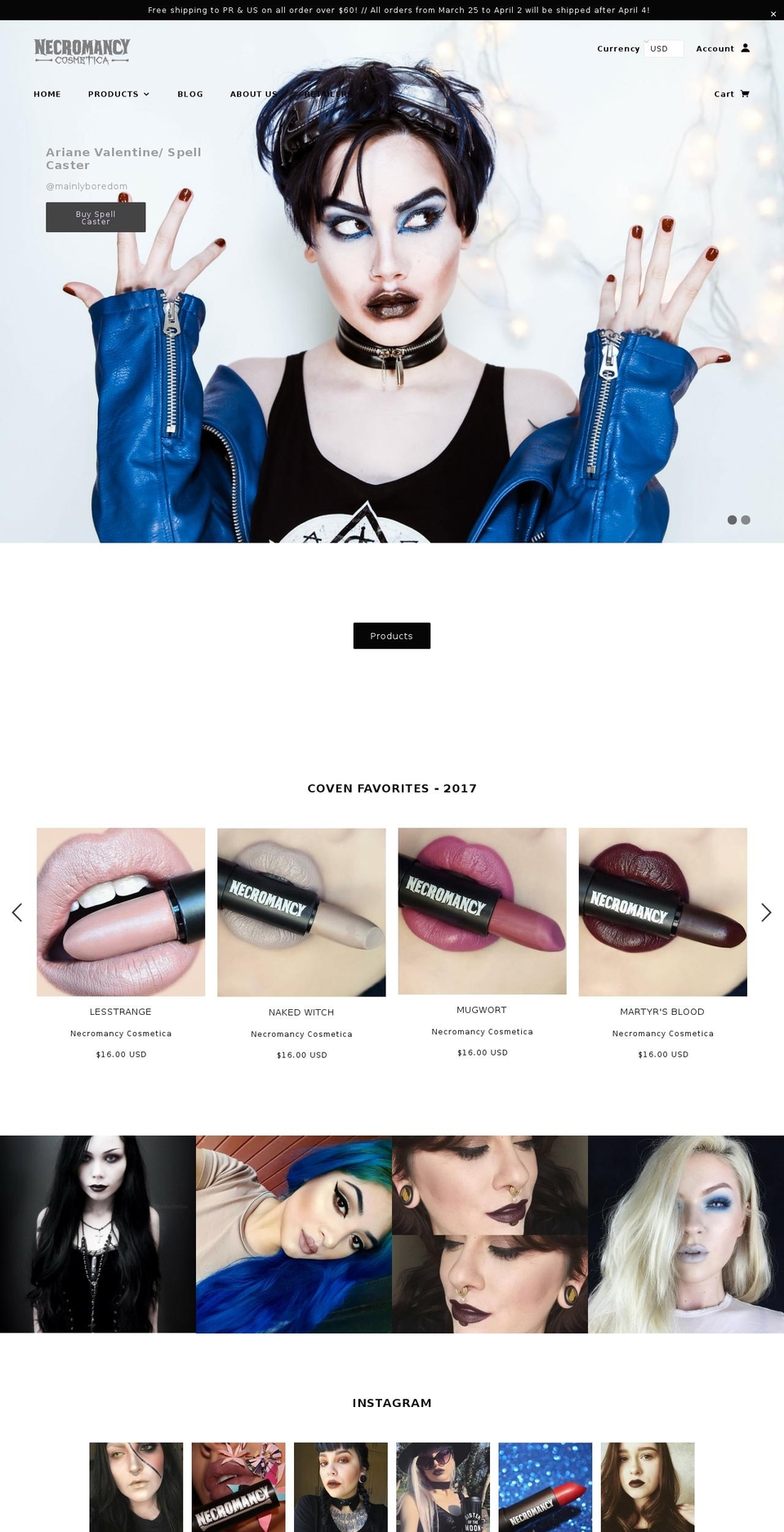 Be Yours Shopify theme site example necromancycosmetica.com