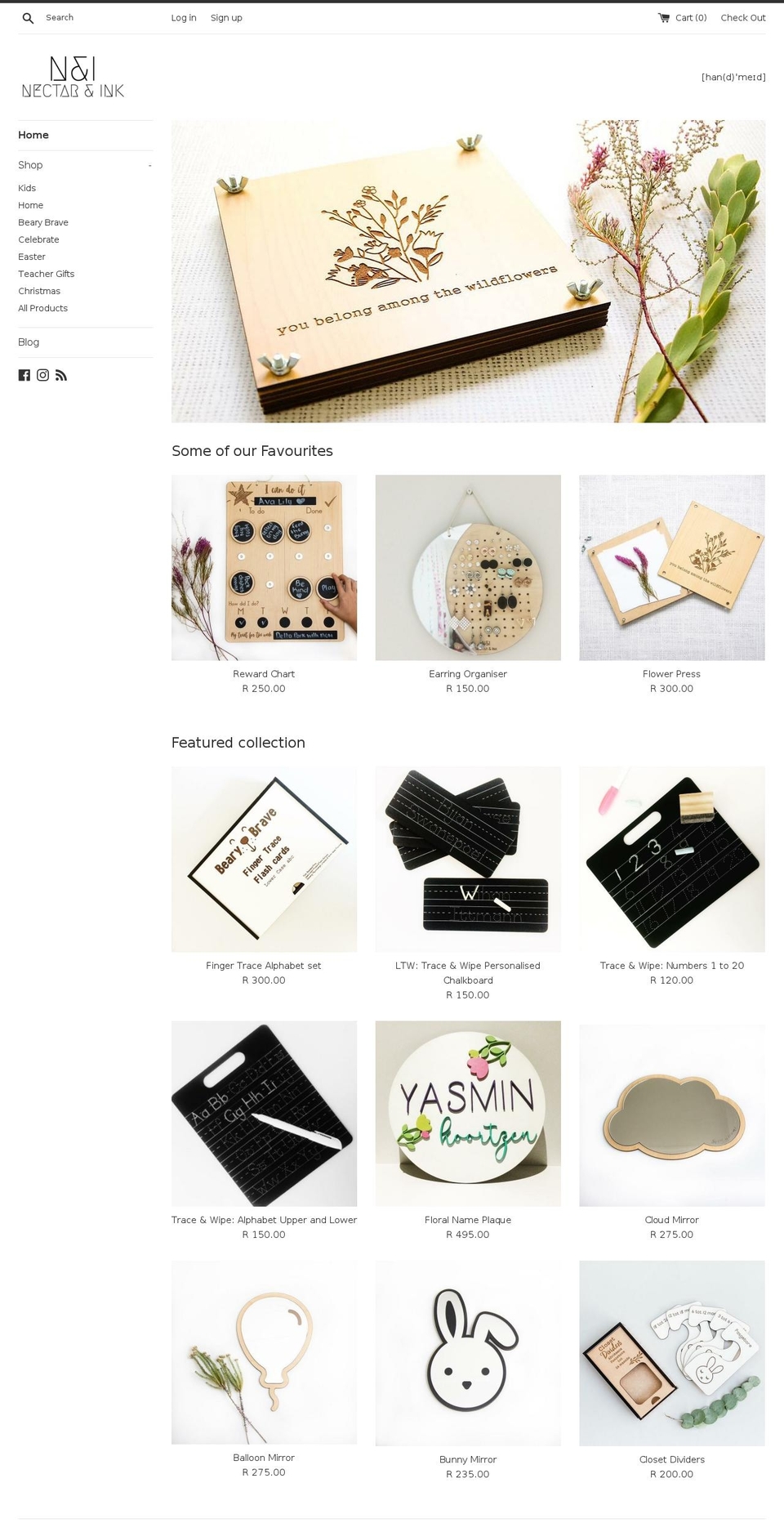 nectarandink.com — Shopify storefront screenshot