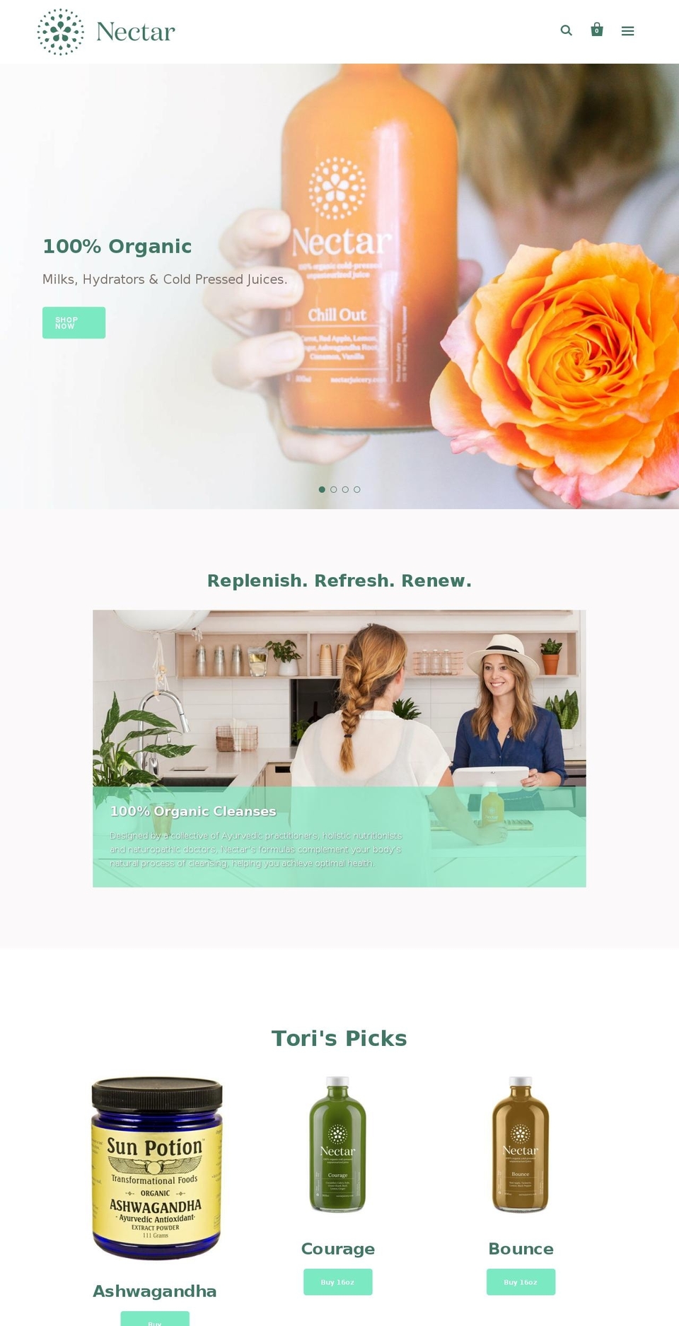 nectarjuice.ca shopify website screenshot