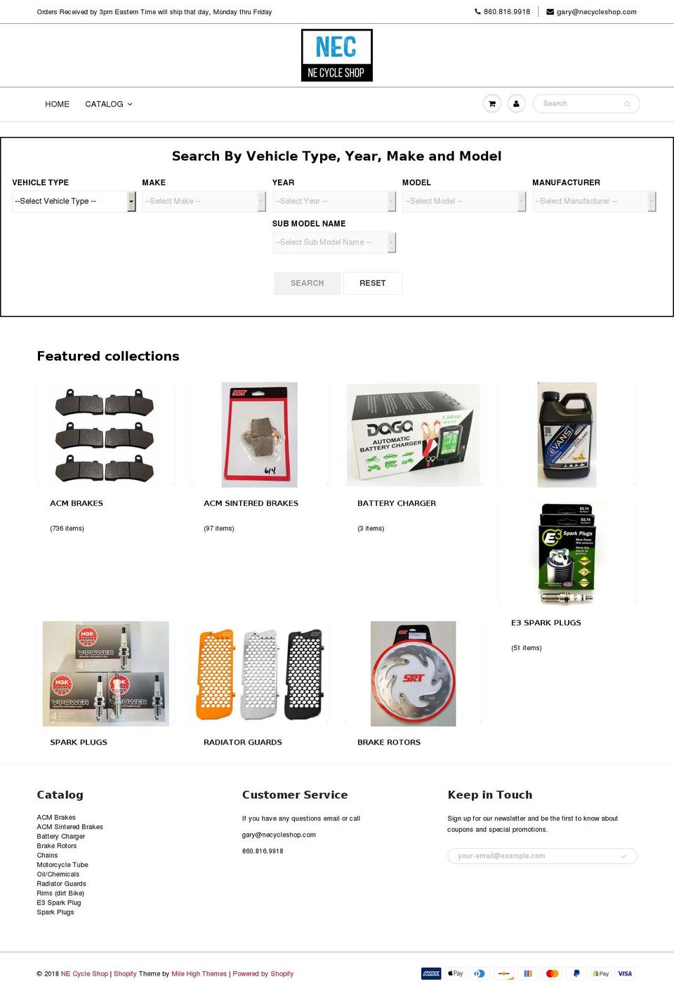 necycleshop.com shopify website screenshot