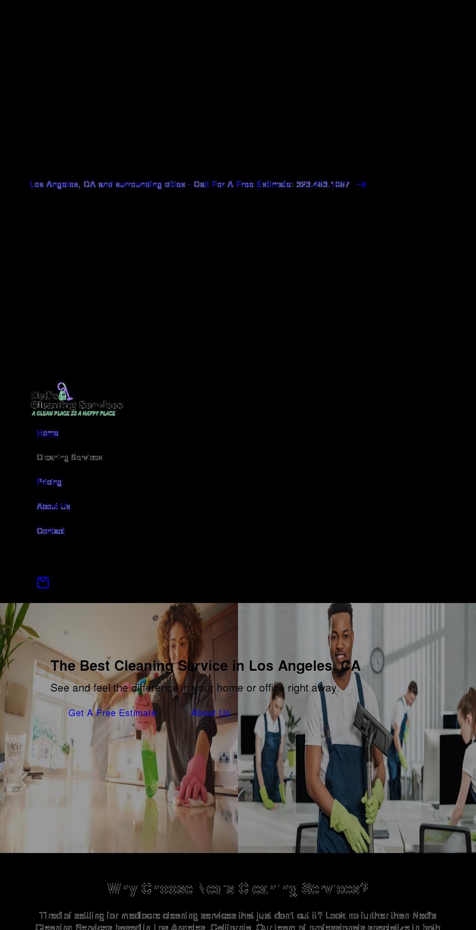 nedscleaningservices.com shopify website screenshot