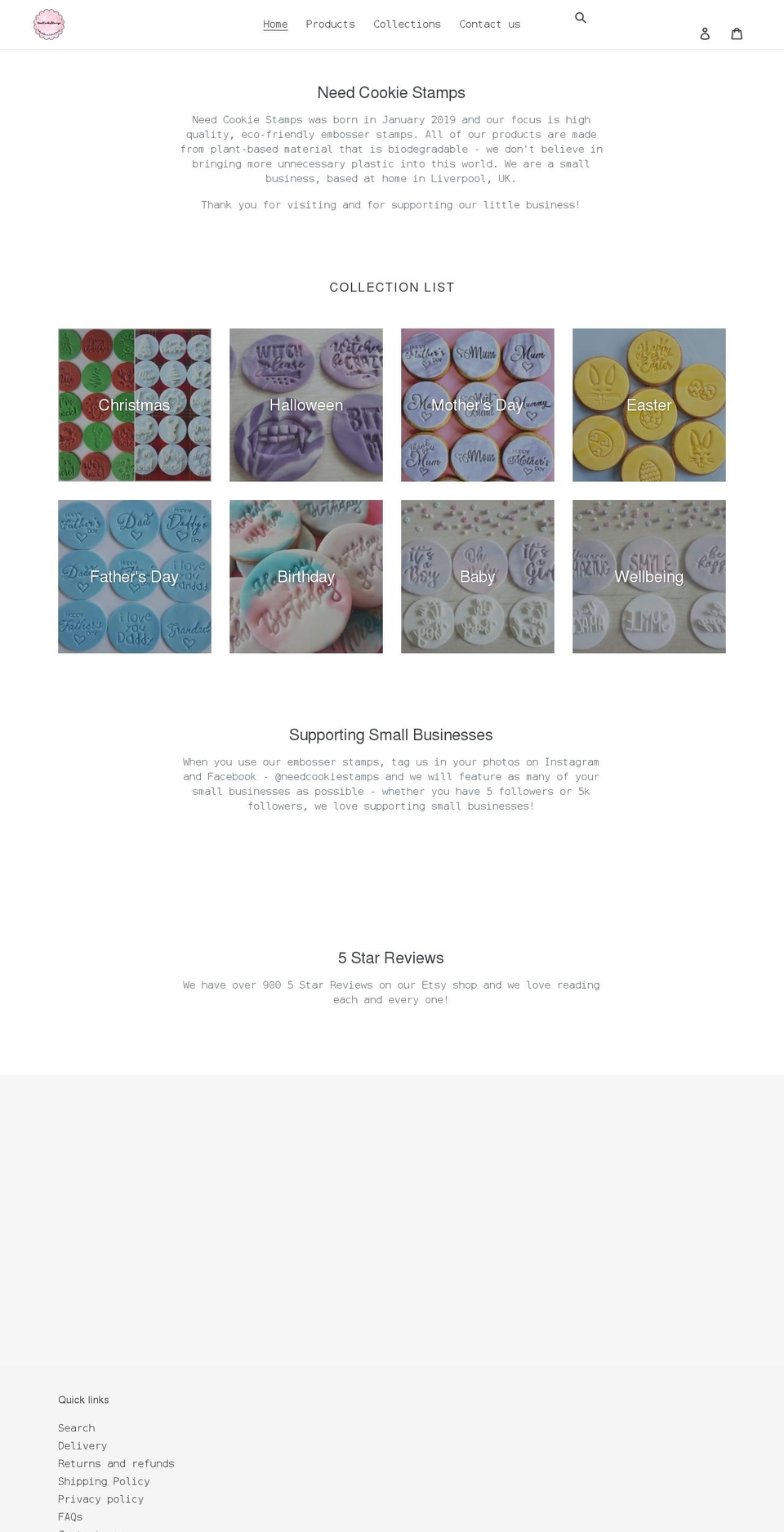 needcookiestamps.com shopify website screenshot