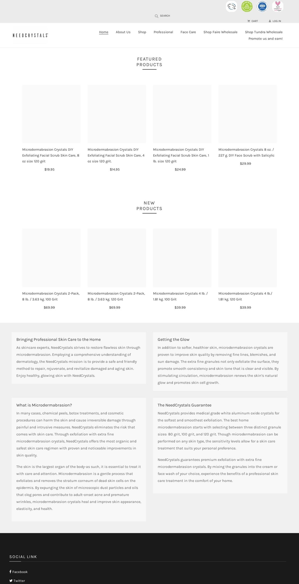 needcrystals.com shopify website screenshot