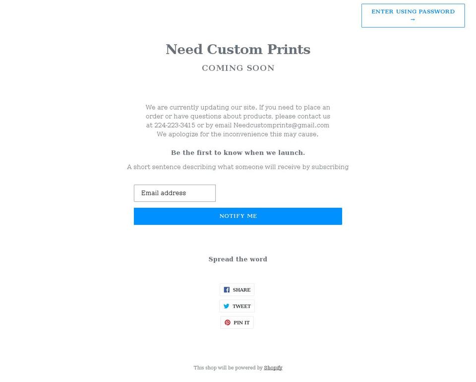 needcustomprints.com shopify website screenshot