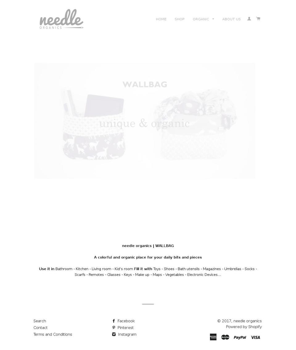 needle-organics.com shopify website screenshot