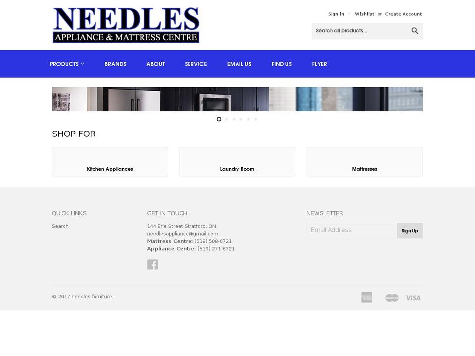 needlesappliance.ca shopify website screenshot