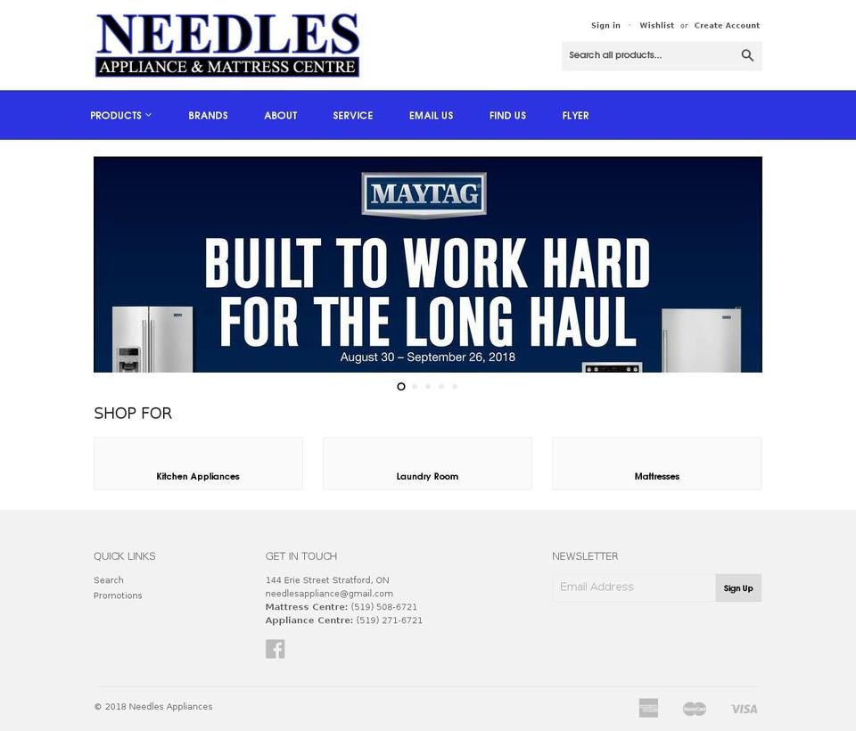needlesmattresscentre.com — Shopify storefront screenshot