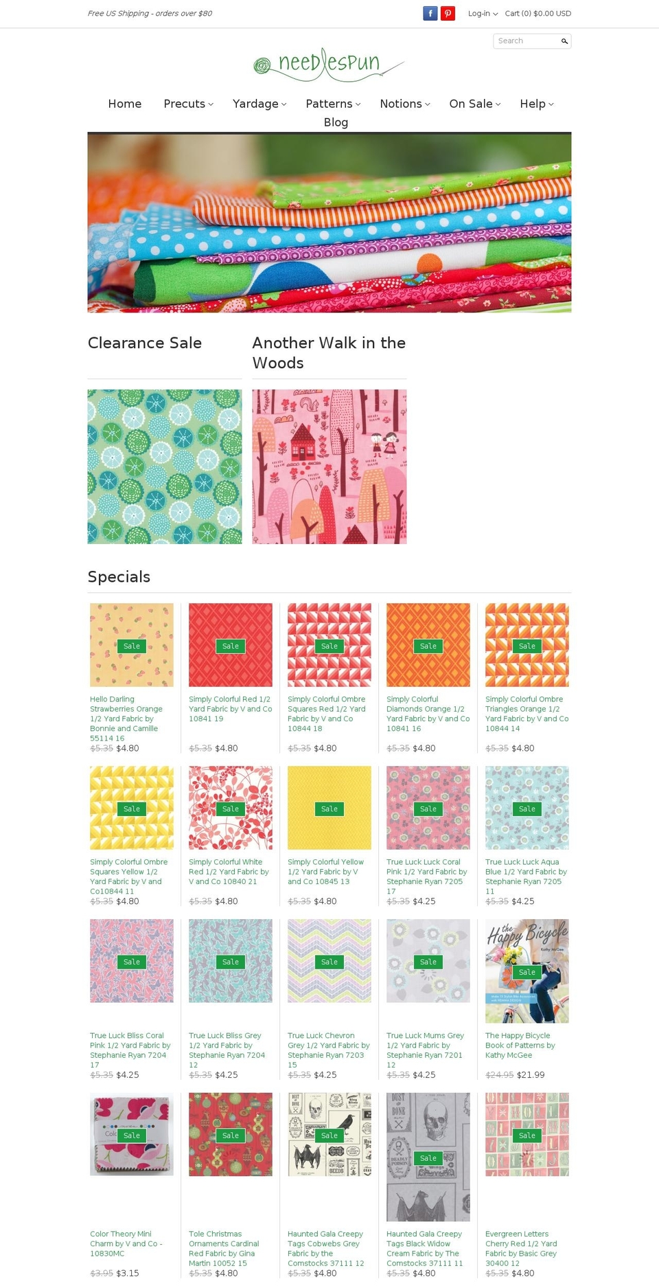 needlespun.com shopify website screenshot