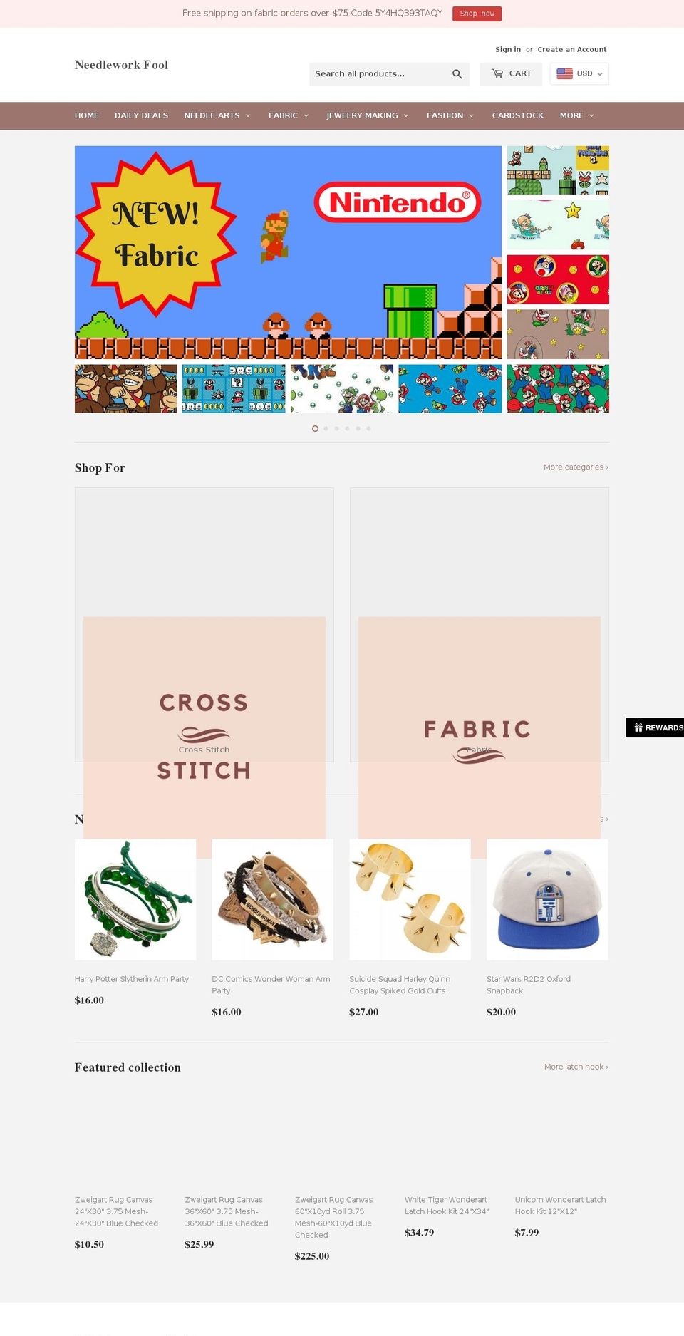 needleworkfool.com shopify website screenshot