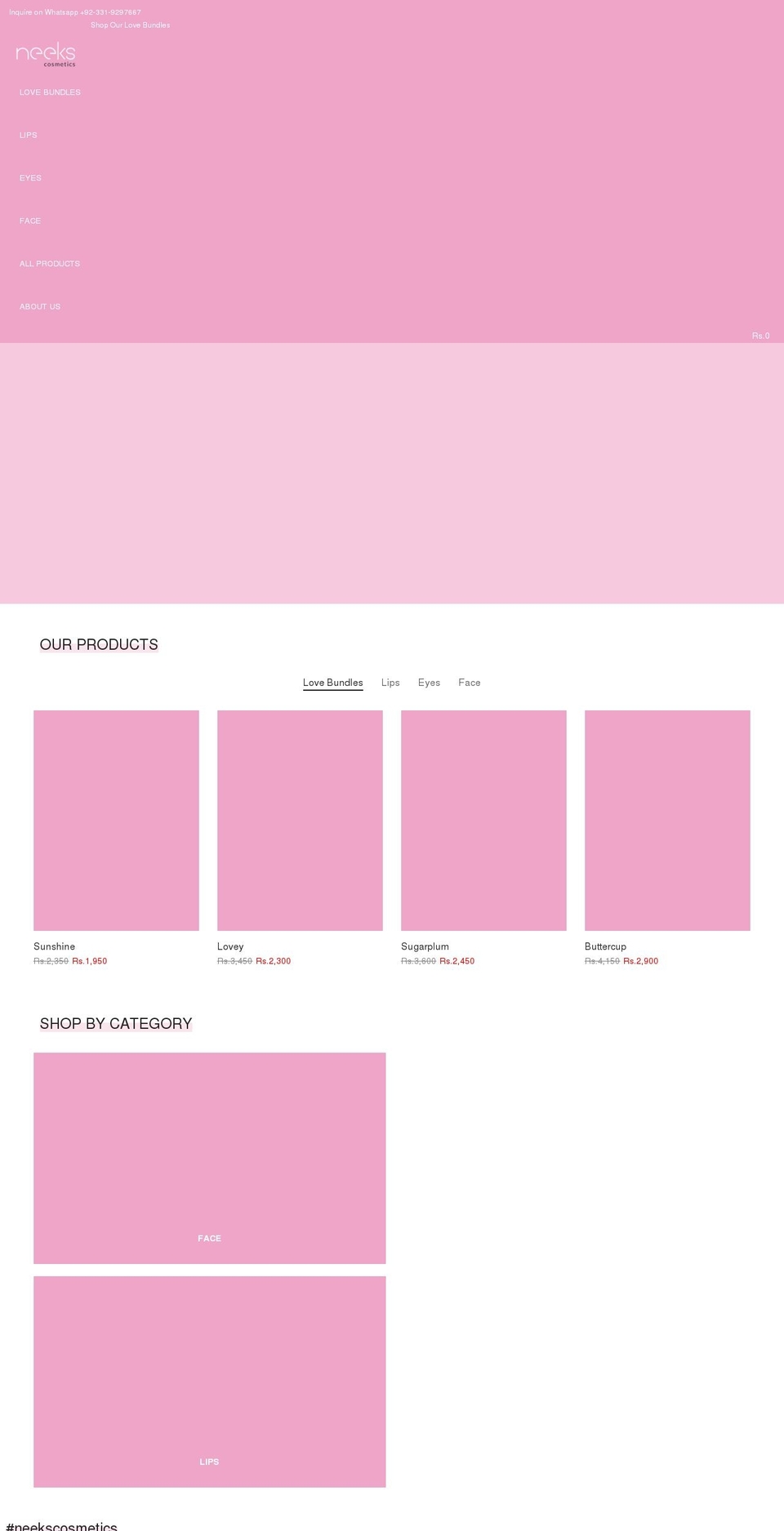 neekscosmetics.com — Shopify storefront screenshot