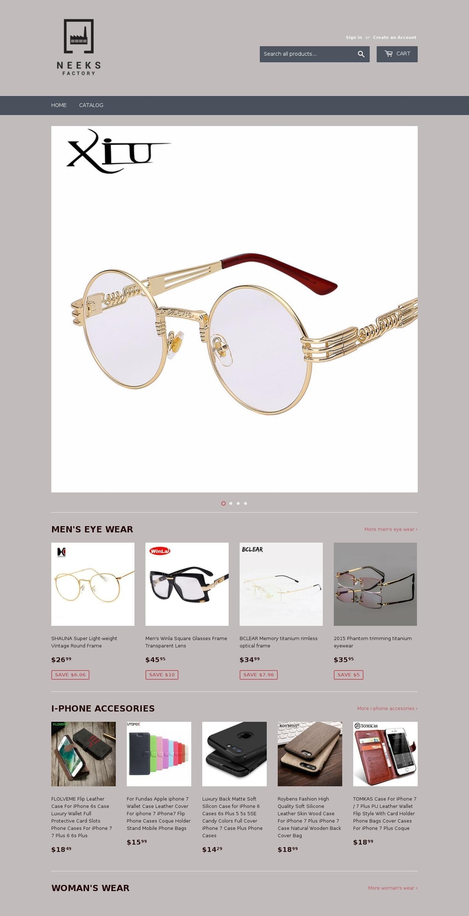 neeksfactory.com — Shopify storefront screenshot