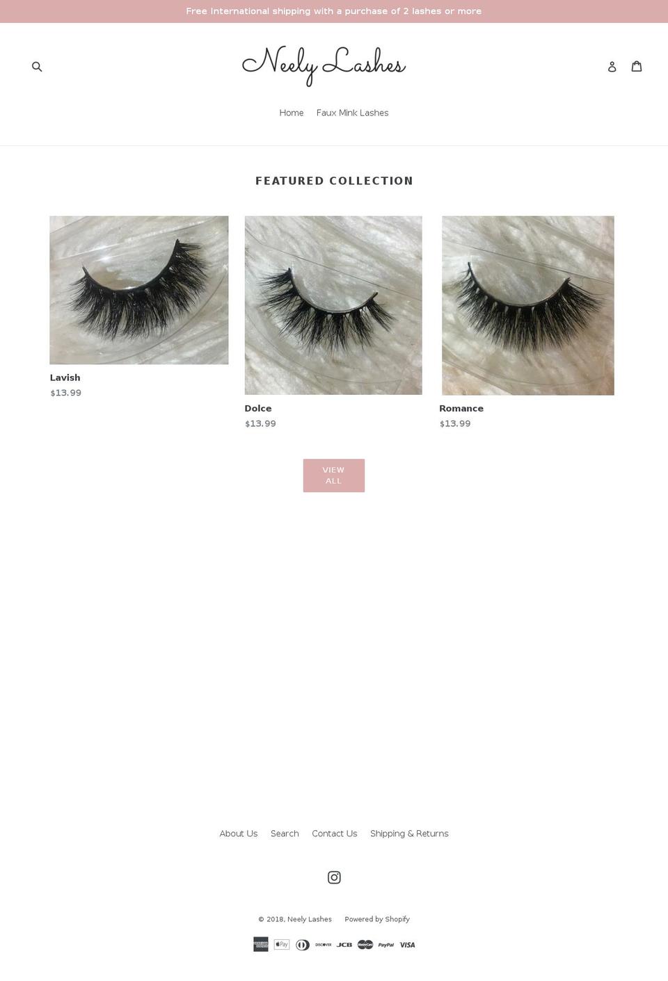 neelylashes.com shopify website screenshot