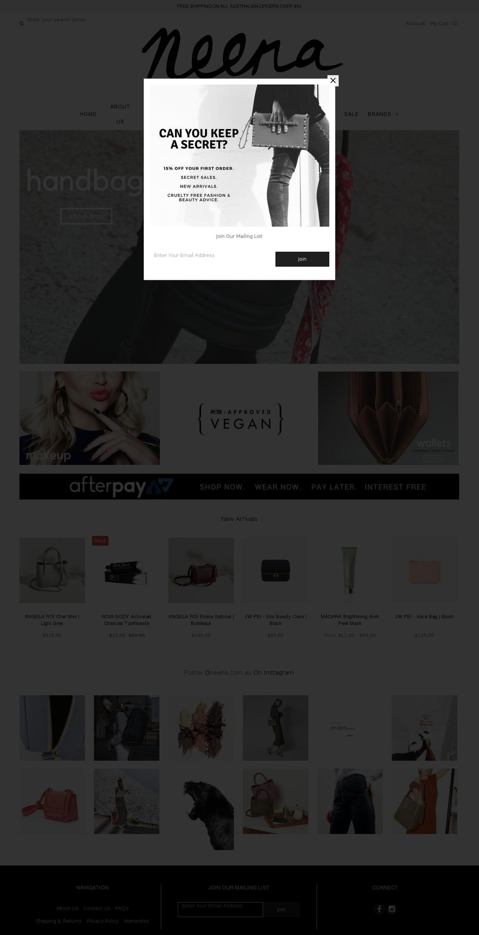 neena.com.au shopify website screenshot