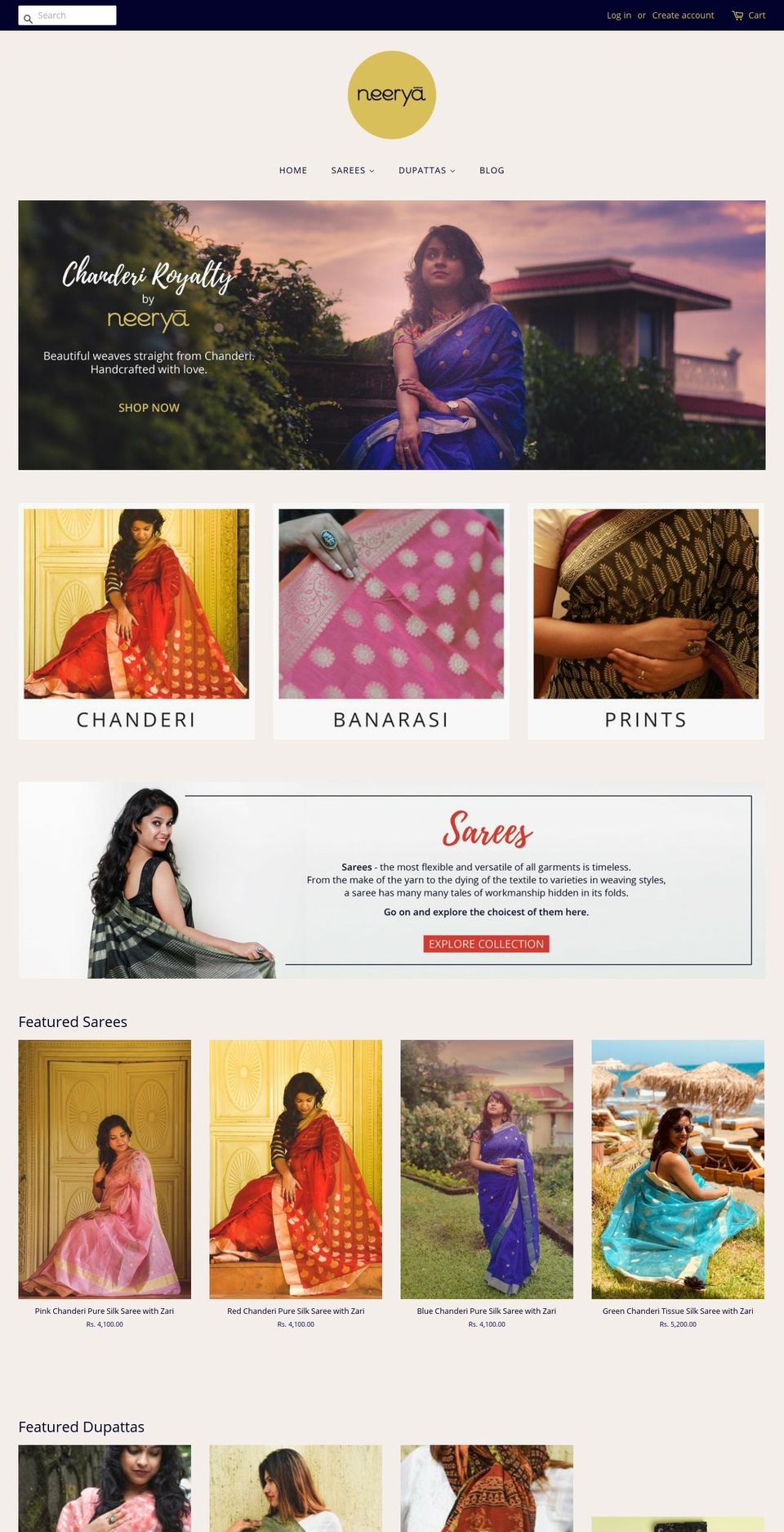 neerya.com shopify website screenshot